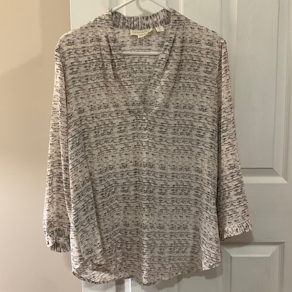 100% Silk Cynthia Rowley V-Neck Blouse XL